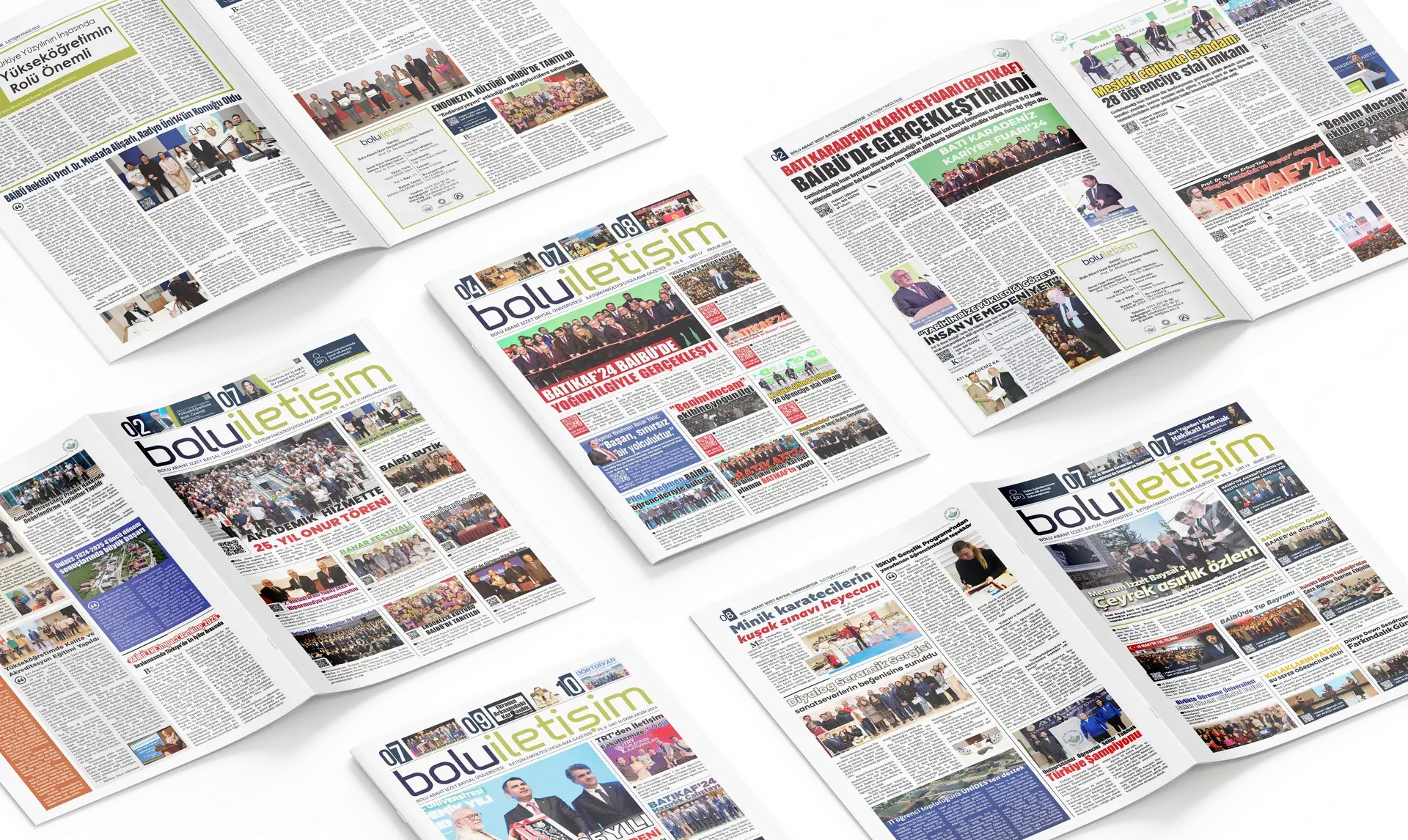 Bolu İletişim Gazetesi'nin açık sayfaları yan yana dizilmiş halde